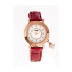 Bertha Womens Hannah Mother-of-pearl Red Leather-band Watch With Datebthbr5605