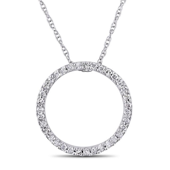 Womens 1/8 Ct. T.w. Genuine White Diamond Round Pendant Necklace