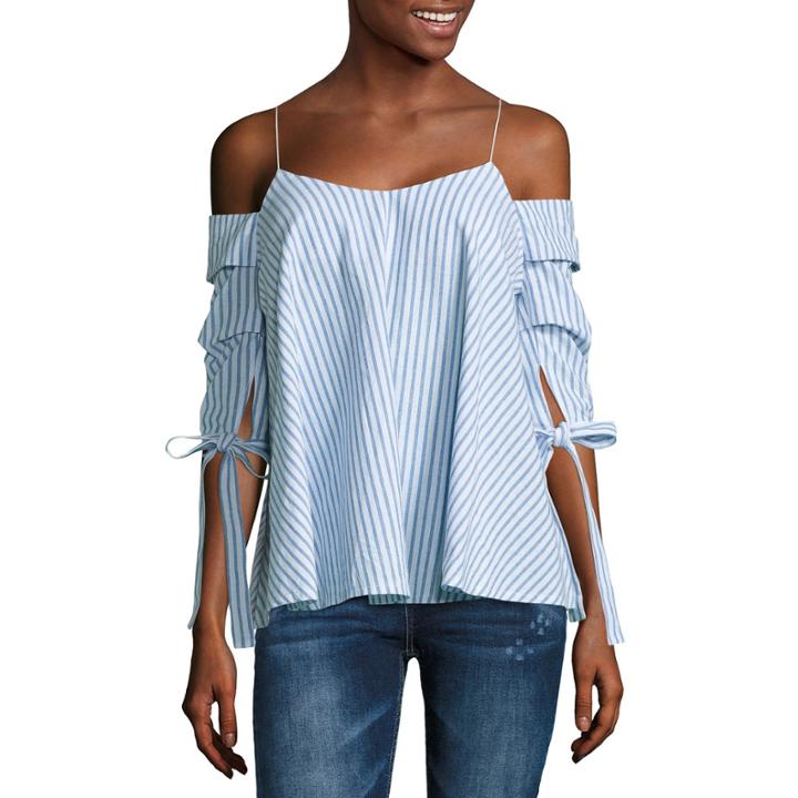 I Jeans By Buffalo Draped Off Shoulder Top