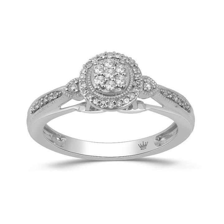 Hallmark Diamonds Womens 1/5 Ct. T.w. White Diamond Sterling Silver Cocktail Ring