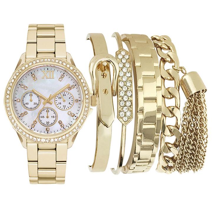 Mixit Womens Gold Tone 5-pc. Watch Boxed Set-jcp2799g569-005