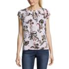 Liz Claiborne Short Sleeve Knit Dress Shirt-petites
