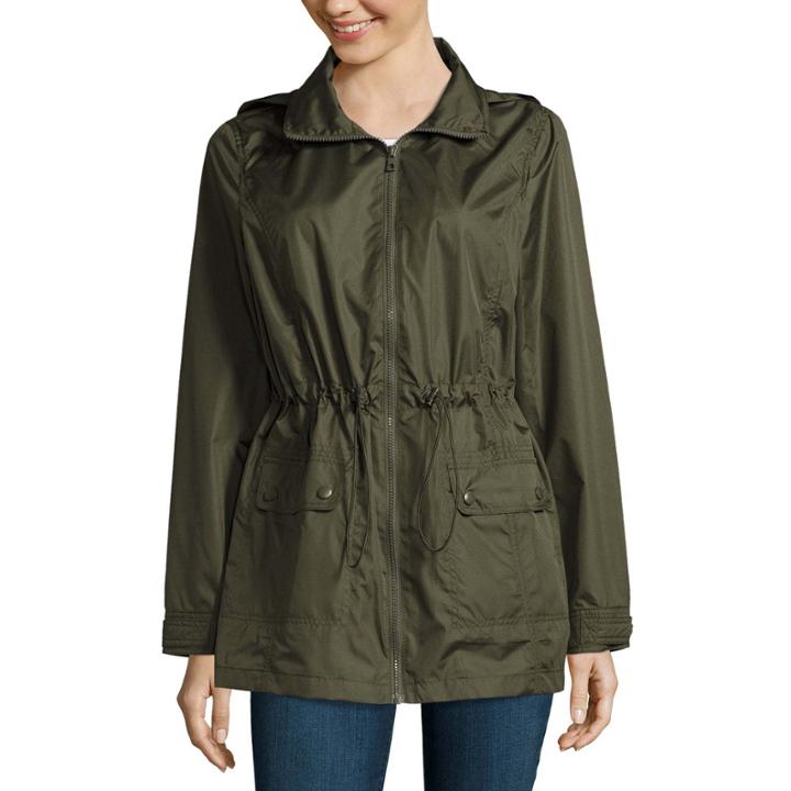 St. John's Bay Packable Wind Resistant Water Resistant Raincoat