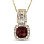 Womens Red Garnet Sterling Silver Gold Over Silver Pendant Necklace
