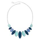Liz Claiborne Blue Stone Silver-tone Collar Necklace