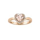 Heart-shaped Genuine Morganite And 1/10 Ct. T.w. Diamond Rose Gold Ring