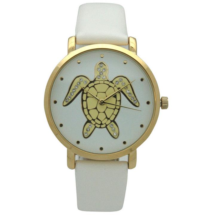 Olivia Pratt Pop Sea Turtle Womens White Strap Watch-a917404white