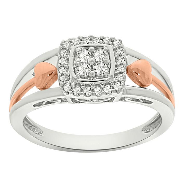 Womens 1/5 Ct. T.w. Genuine Diamond White 10k Gold Cluster Ring