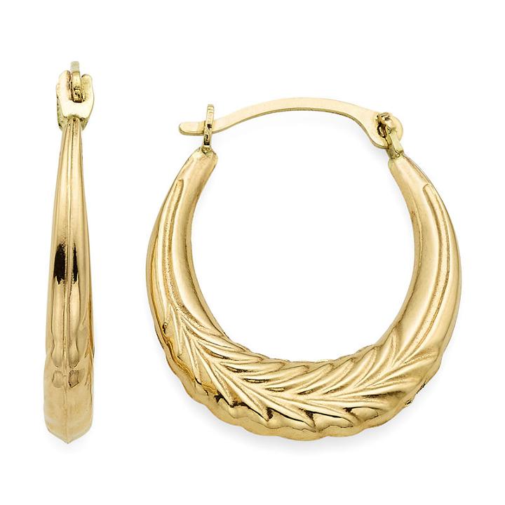 14k Yellow Gold 18.95mm Wheat Hoop Earrings