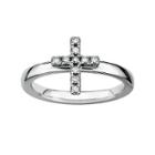 Personally Stackable 1/10 Ct. T.w. Diamond Sterling Silver Cross Ring