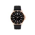 Zoo York Mens Black And Rose Gold Tone Rubber Strap Watch