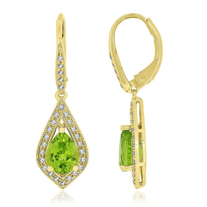 Genuine Green Peridot Pear Drop Earrings
