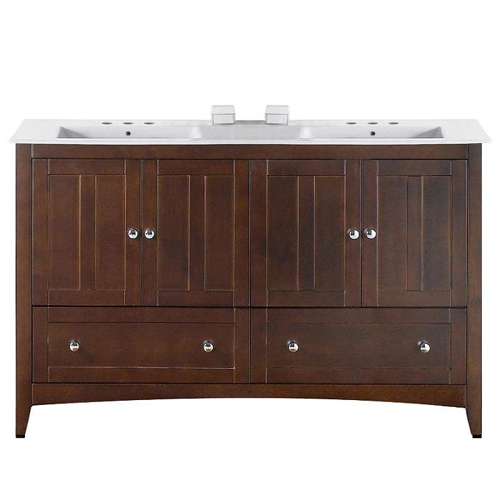 59-in. W Floor Mount Walnut Vanity Set For 3h8-in. Drilling
