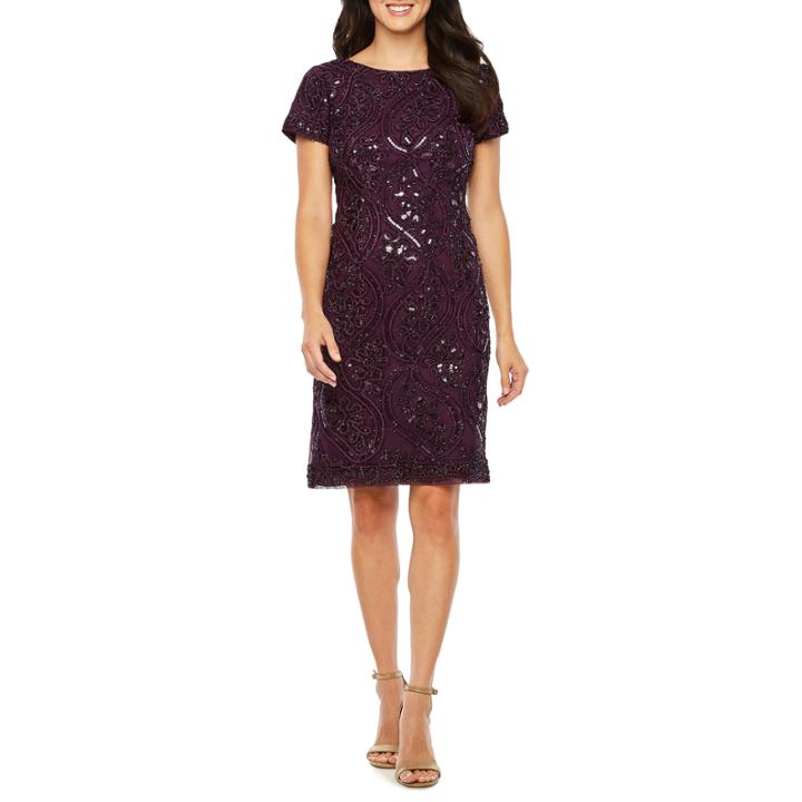 Studio 1 Short Sleeve Paisley Sheath Dress