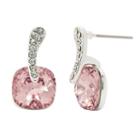 Sparkle Allure Pink Silver Over Brass Drop Earrings