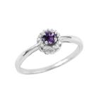 Genuine Amethyst And Lab-created White Sapphire Sterling Silver Halo Ring