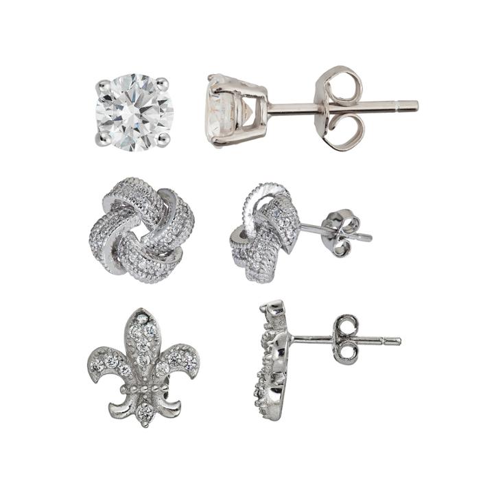 3-pc. 3 Ct. T.w. Cubic Zirconia Sterling Silver Earring Sets