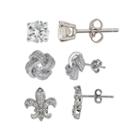 3-pc. 3 Ct. T.w. Cubic Zirconia Sterling Silver Earring Sets