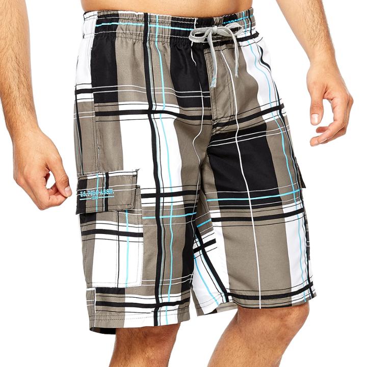 Uspa Block Plaid Cargo Swim Short