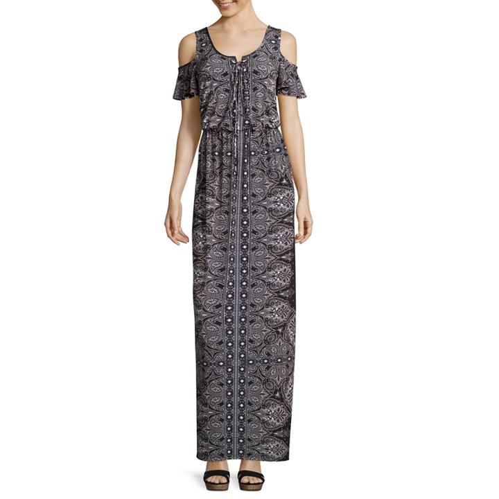 Luxology Cold-shoulder Lace-up Maxi Dress