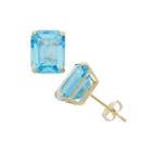 Emerald Blue Topaz 10k Gold Stud Earrings