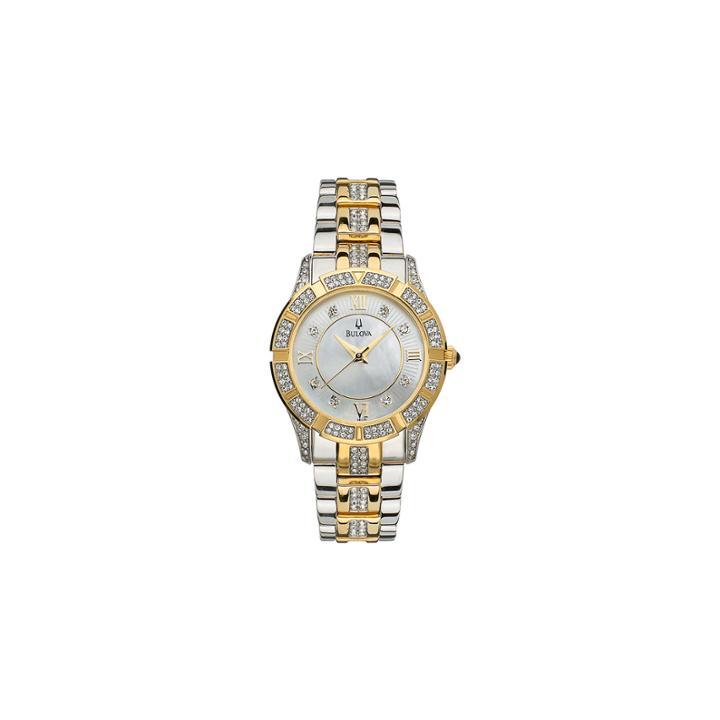 Bulova Womens Crystal 2-tone Watch 98l135