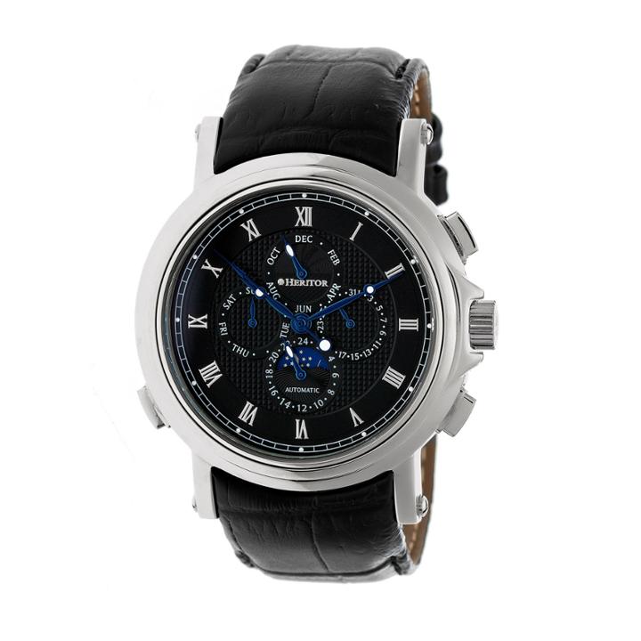 Heritor Kingsley Mens Black Strap Watch-herhr4802