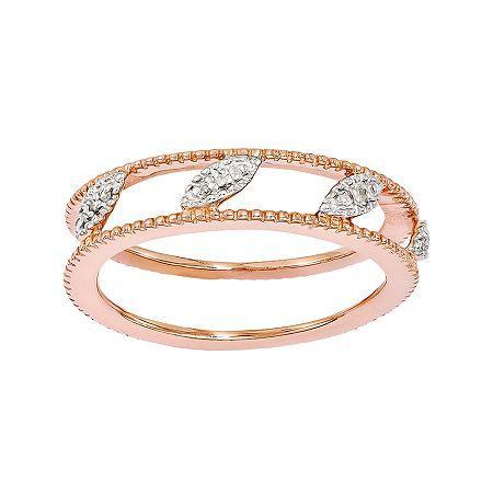 Personally Stackable Diamond-accent 18k Rose Gold Over Sterling Silver Ring
