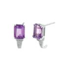 Genuine Amethyst And Diamond-accent 10k White Gold Earrings