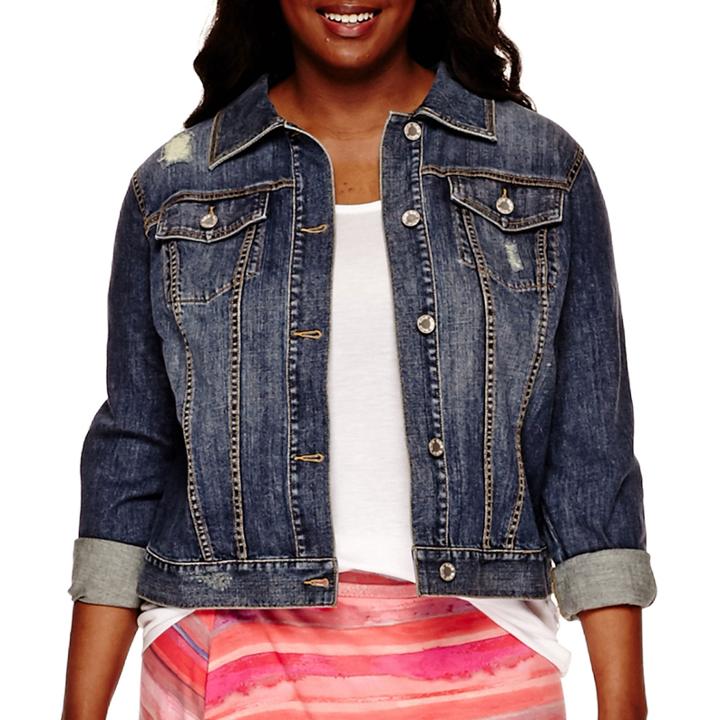 A.n.a Long-sleeve Denim Jacket - Plus