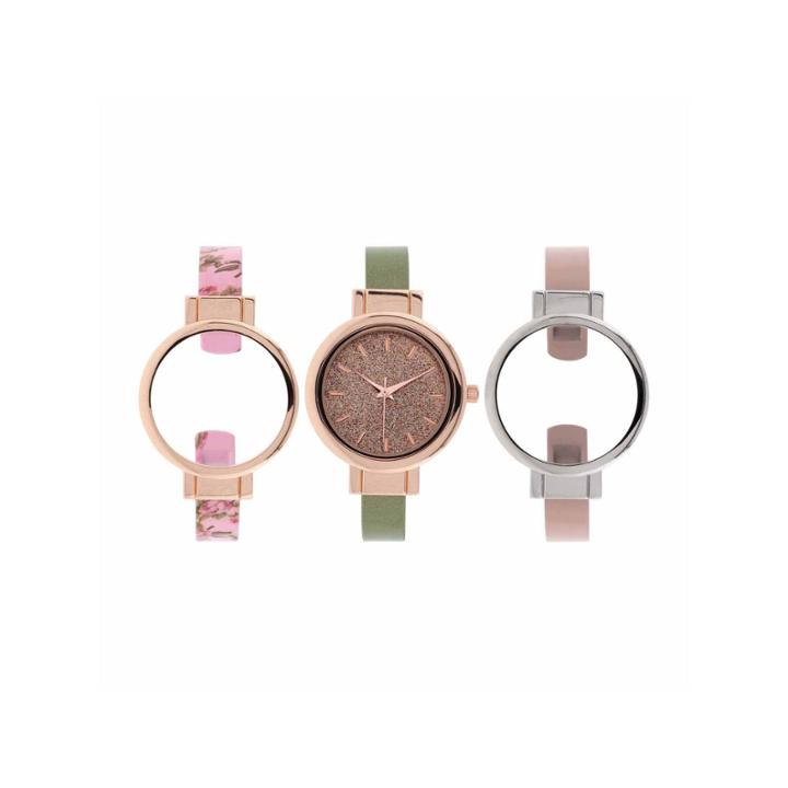 Interchangeable Band Womens Multicolor 3-pc. Watch Boxed Set-jcp2985bst