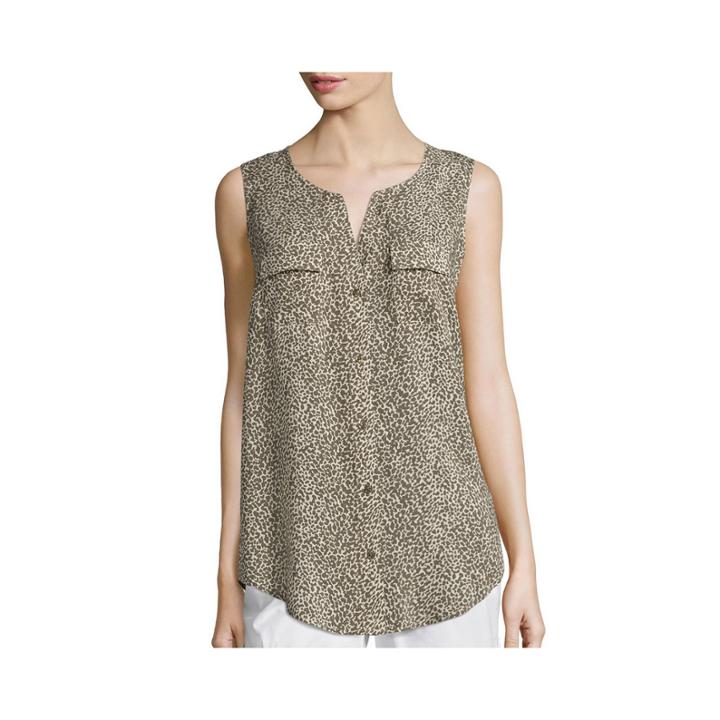 Liz Claiborne Sleeveless Print Woven Loop Tunic Top