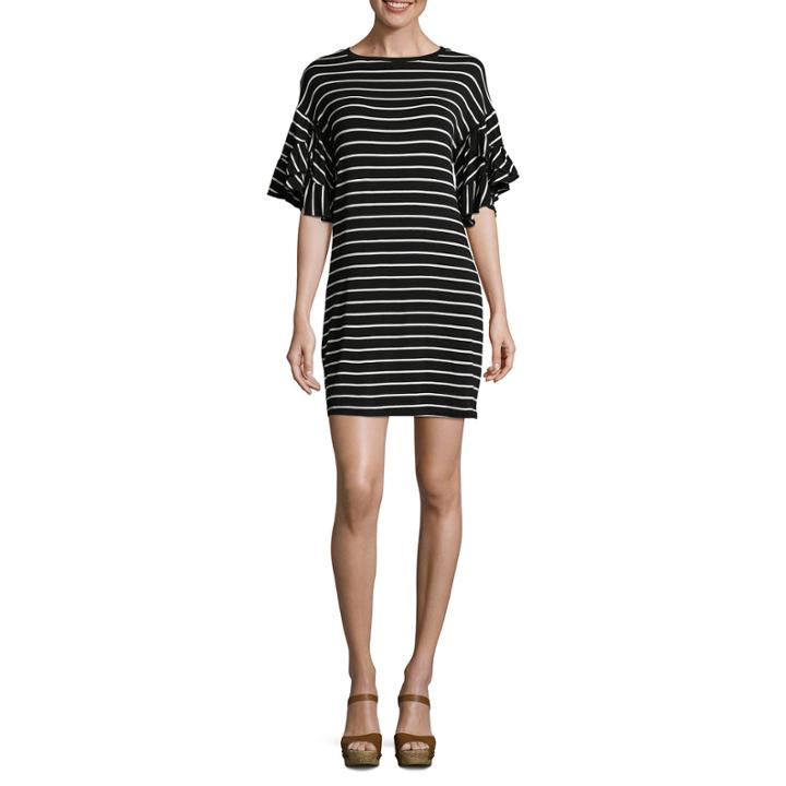 Heart N Soul Short Sleeve Stripe Shift Dress-juniors