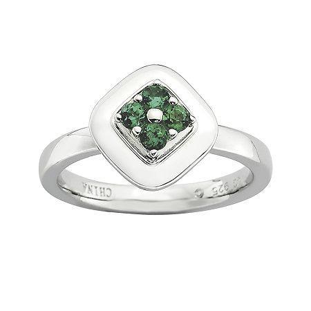 Personally Stackable Lab-created Emerald Flower Cluster Ring