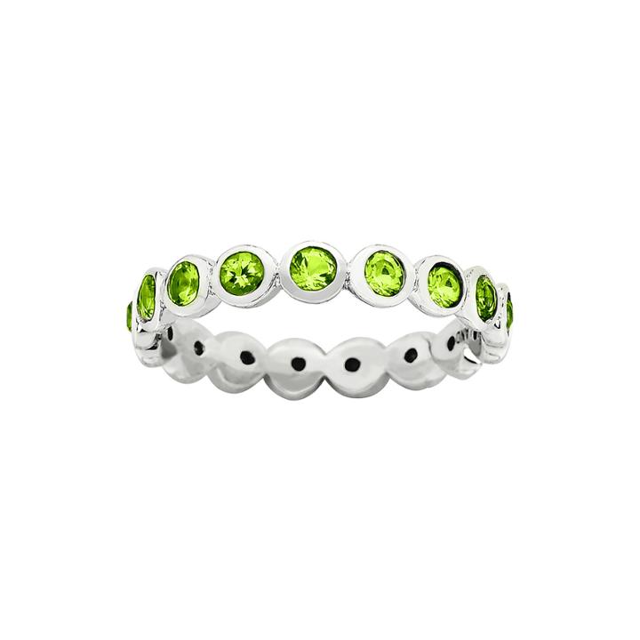 Personally Stackable August Green Crystal Sterling Silver Eternity Ring