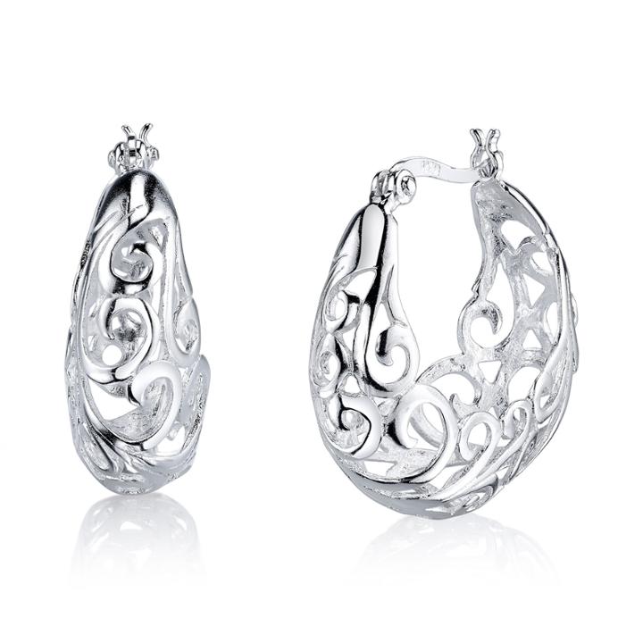 Sterling Silver Swirl Hoops Earrings