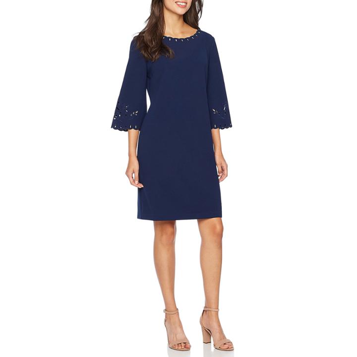 Melrose 3/4 Sleeve Scroll Shift Dress