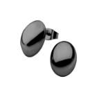 Stainless Steel And Black Ip 10x14mm Button Stud Earrings