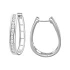 1 Ct. T.w. Diamond Sterling Silver Hoop Earrings