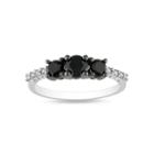 Midnight Black Diamond 1 Ct. T.w. Color-enhanced Black Diamond Three-stone Ring