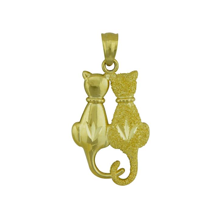 10k Yellow Gold Double Cat Pendant