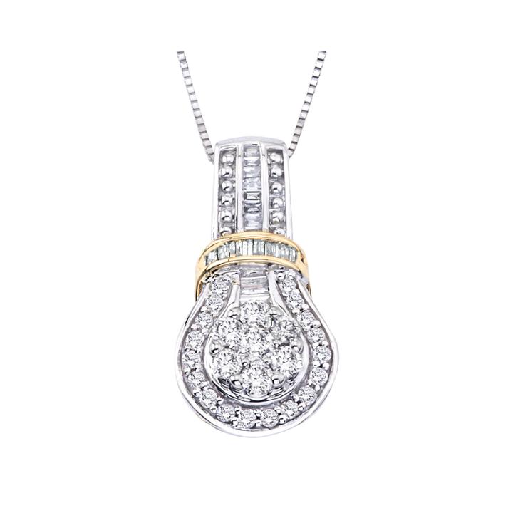 Diamond Blossom 5/8 Ct. T.w. Diamond 10k Two-tone Gold Pendant Necklace