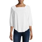 Liz Claiborne 3/4 Sleeve Eyelet Peasant Top