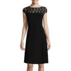 Black Label By Evan-picone Sleeveless Lace-yoke Fit-and-flare Dress