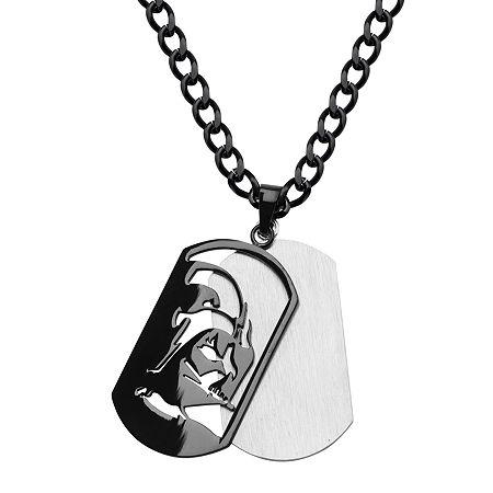 Star Wars Darth Vader Mens Stainless Steel & Black Ip Layered Dog Tag Pendant