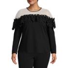 Project Runway Lace Ruffle Shoulder Sweatshirt-plus