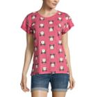 Short-sleeve Roll-cuff Allover Print Tee - Juniors