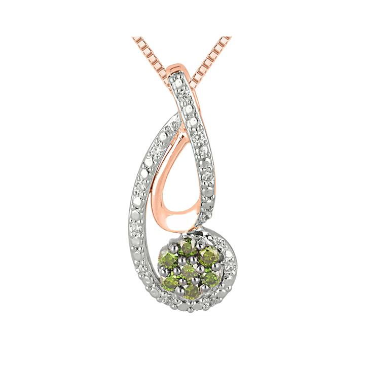 1/4 Ct. T.w. Green & White Diamond 10k White & Rose Gold Pendant Necklace