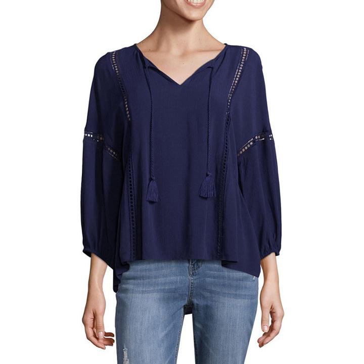 A.n.a Long Sleeve Balloon Sleeve Peasant Top