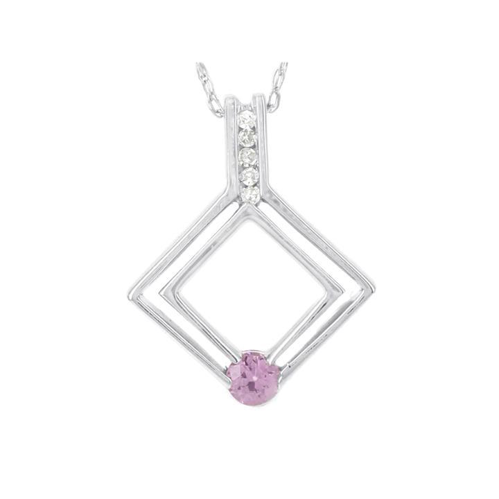 Womens Diamond Accent Pink Sapphire 14k Gold Pendant Necklace